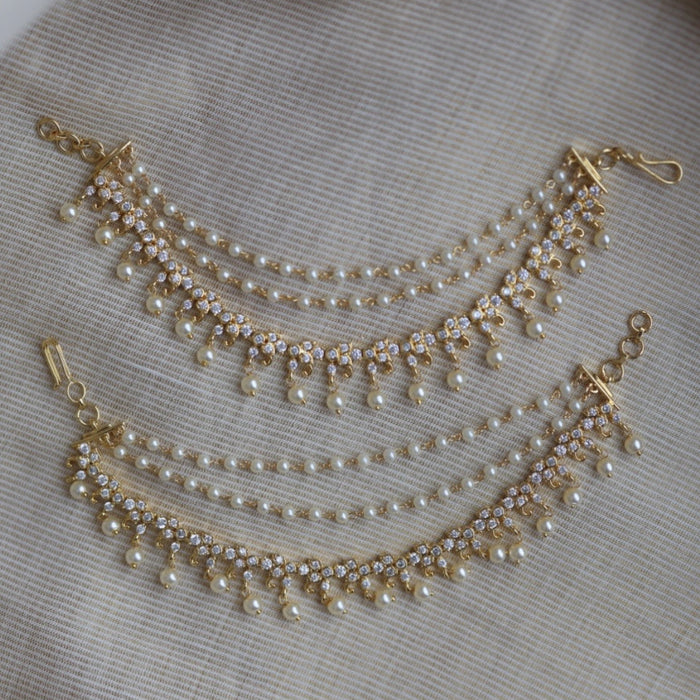 Heritage gold plated white stone mattal ear accessoris HM582