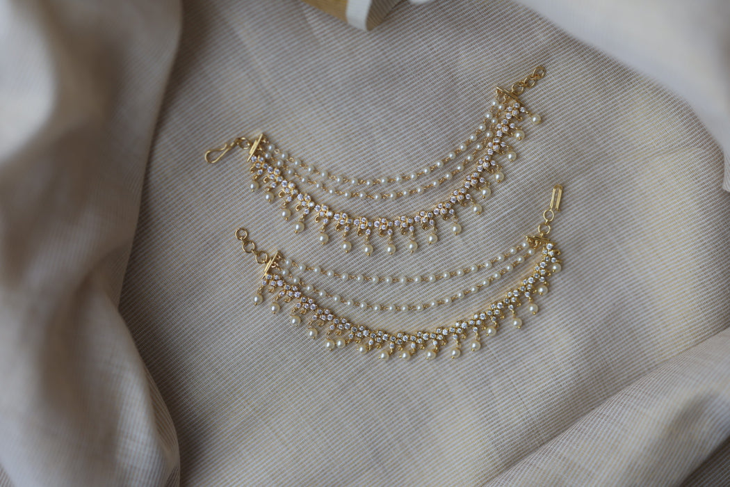 Heritage gold plated white stone mattal ear accessoris HM582