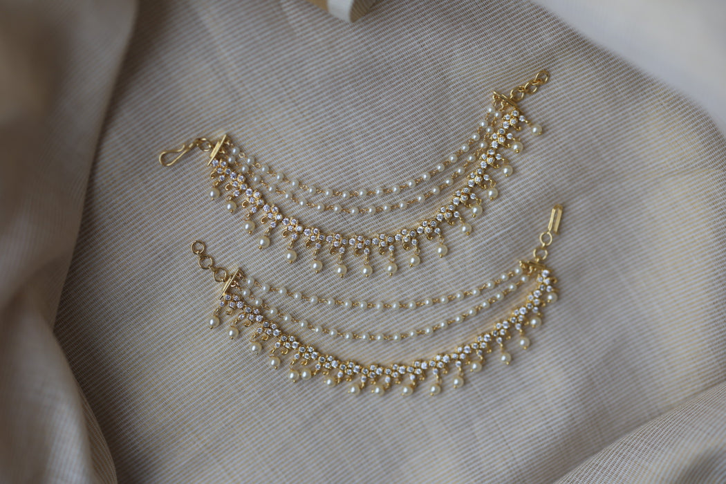 Heritage gold plated white stone mattal ear accessoris HM582