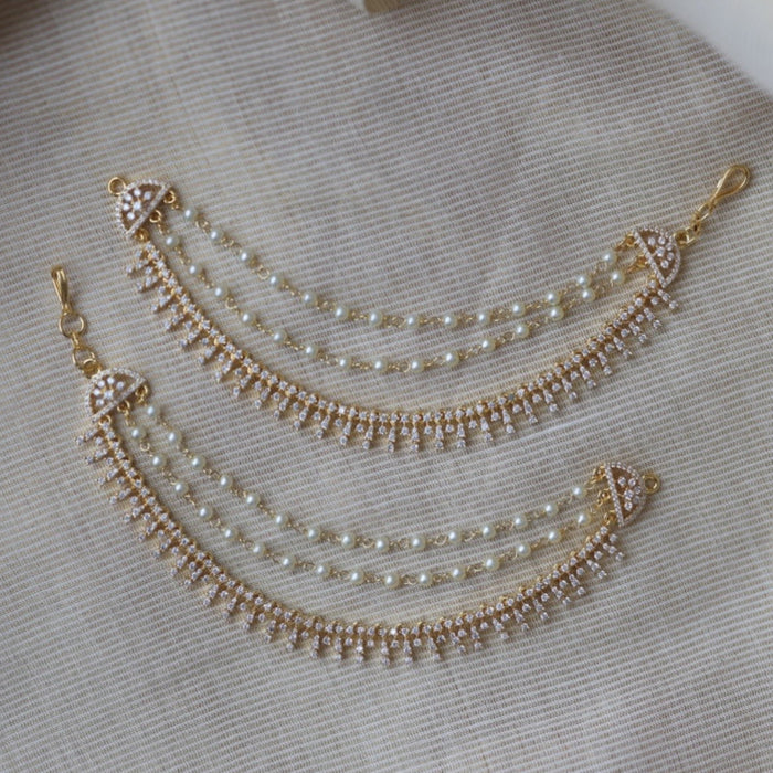 Heritage gold plated white stone mattal ear accessoris HM580