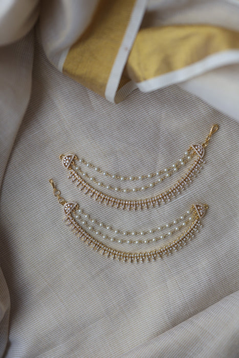 Heritage gold plated white stone mattal ear accessoris HM580