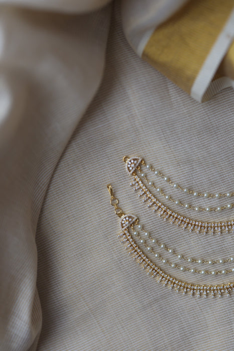 Heritage gold plated white stone mattal ear accessoris HM580