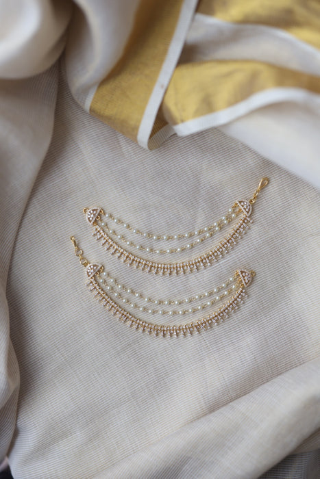 Heritage gold plated white stone mattal ear accessoris HM580