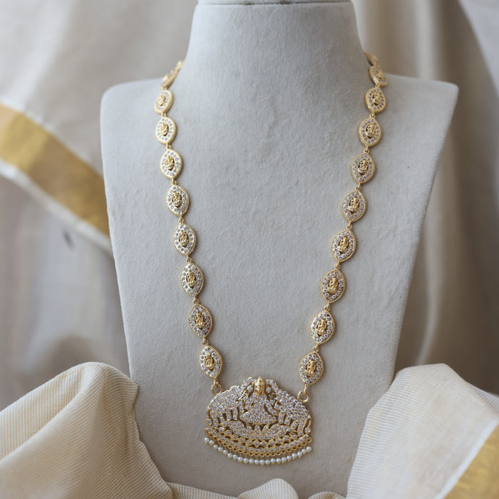 Heritage gold plated ruby white stone mango long necklace HLW001