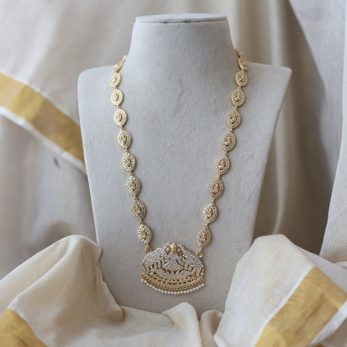 Heritage gold plated ruby white stone mango long necklace HLW001