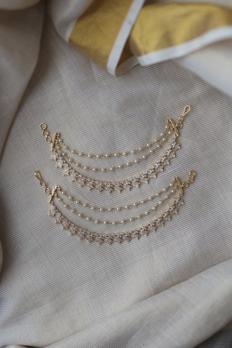 Heritage gold plated white stone mattal ear accessoris HM579
