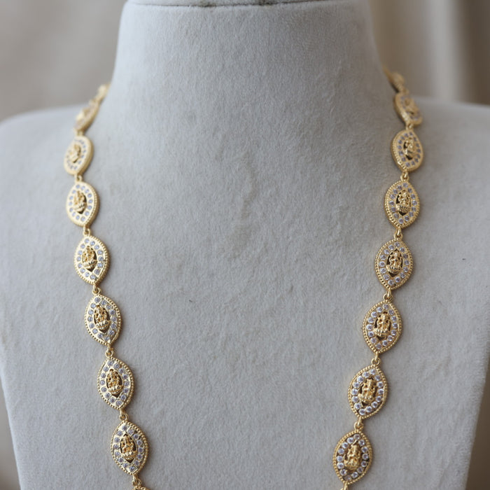 Heritage gold plated ruby white stone mango long necklace HLW001