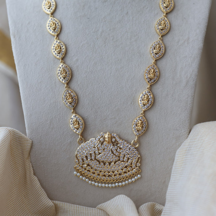 Heritage gold plated ruby white stone mango long necklace HLW001