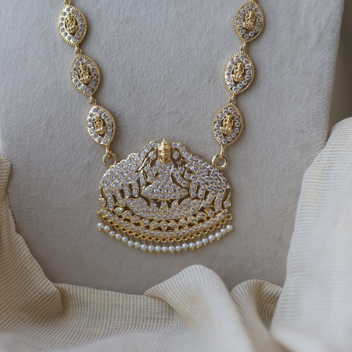 Heritage gold plated ruby white stone mango long necklace HLW001