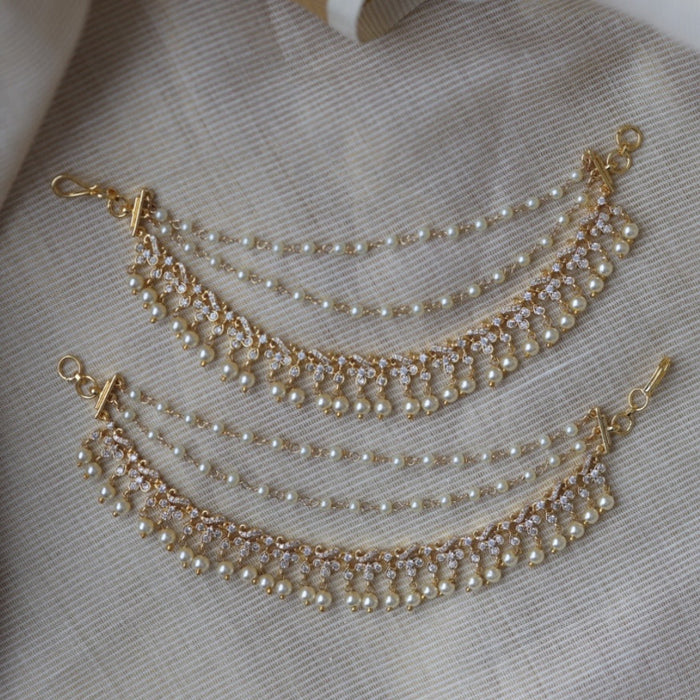 Heritage gold plated white stone mattal ear accessoris HM577