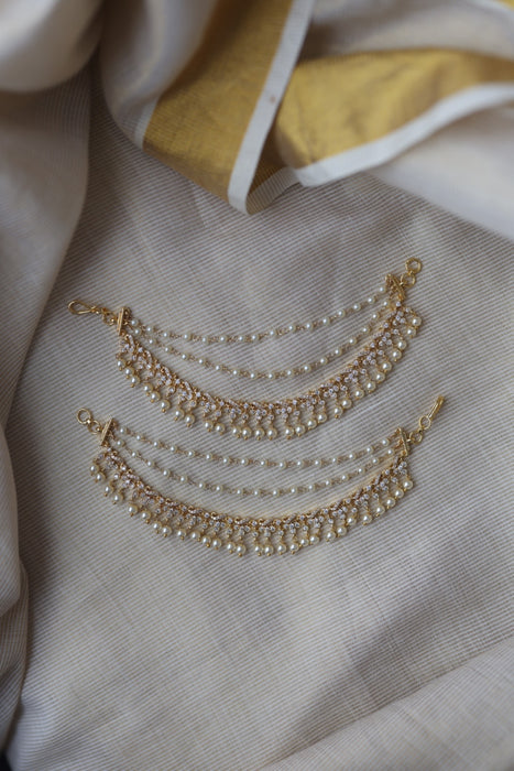 Heritage gold plated white stone mattal ear accessoris HM577
