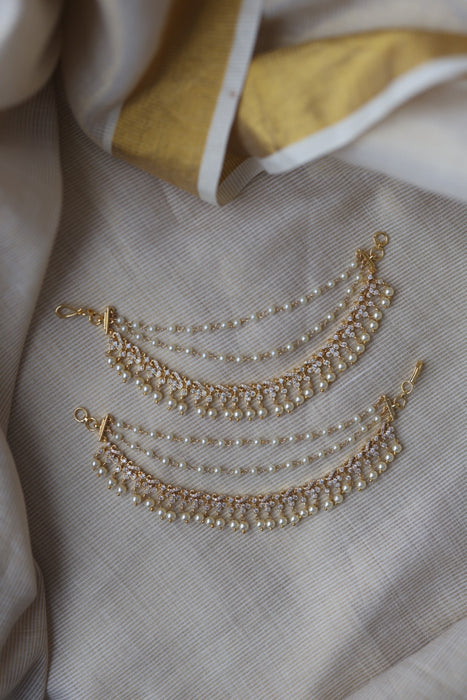 Heritage gold plated white stone mattal ear accessoris HM577