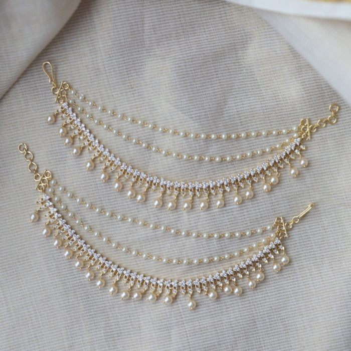 Heritage gold plated white stone mattal ear accessoris HM589