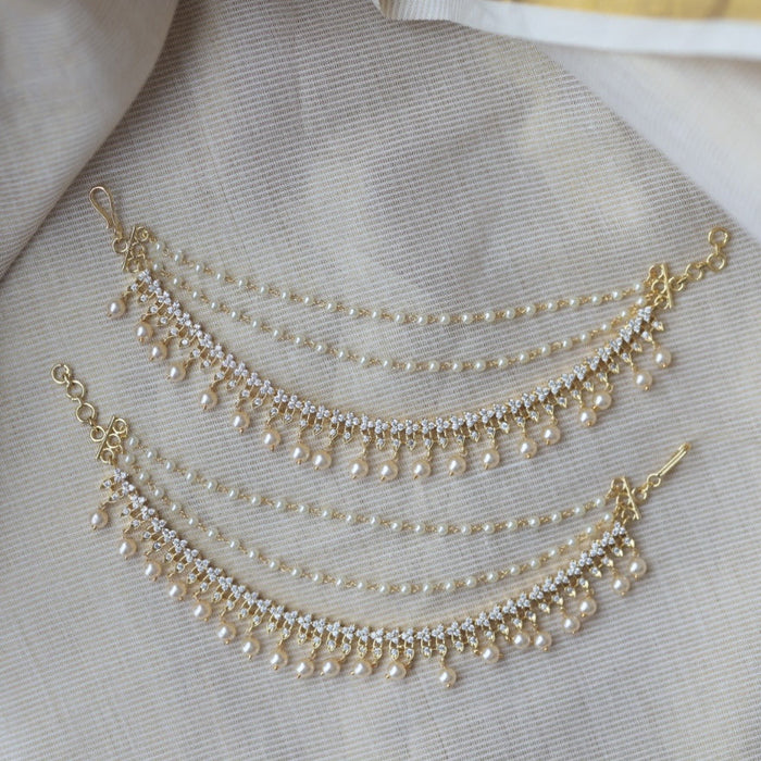 Heritage gold plated white stone mattal ear accessoris HM589