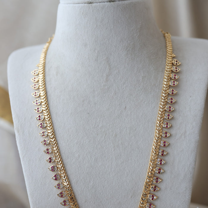 Heritage gold plated ruby white stone mango long necklace HL6133