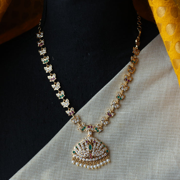 Heritage gold plated multi stone short necklace H1235