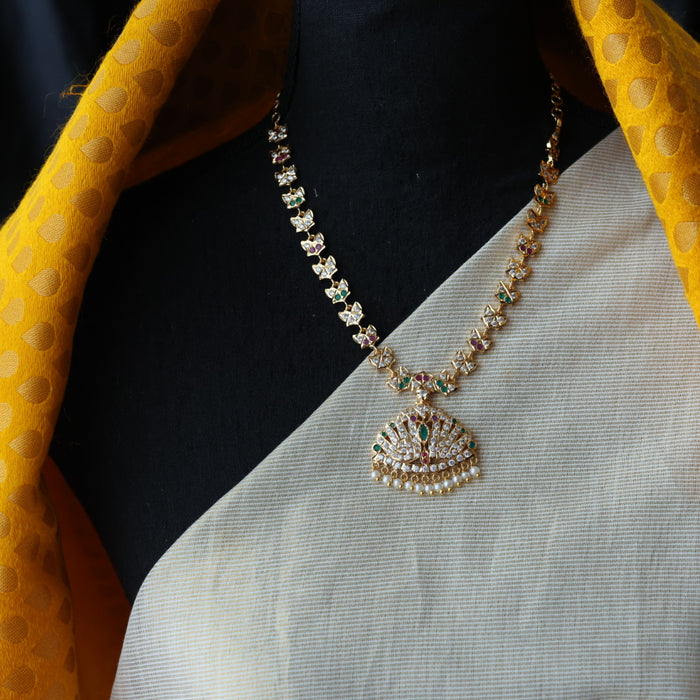 Heritage gold plated multi stone short necklace H1235