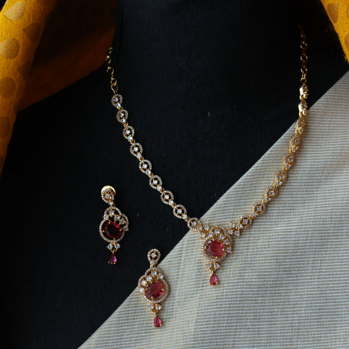 Heritage gold plated short necklace set with earrings H355