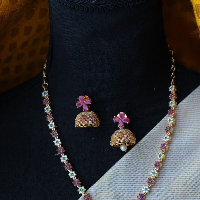 Heritage gold plated white stone short necklace H5313