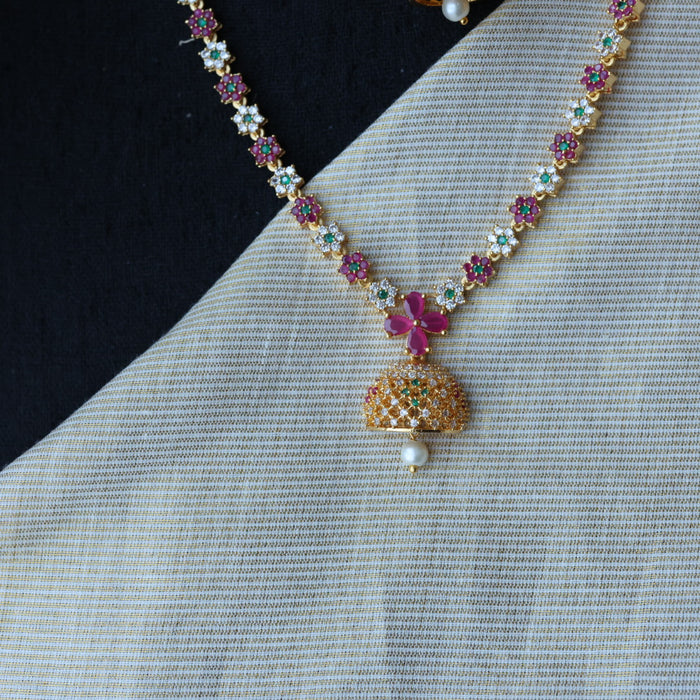 Heritage gold plated white stone short necklace H5313