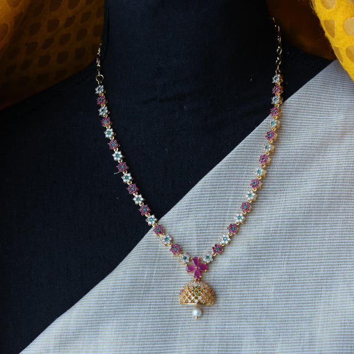 Heritage gold plated white stone short necklace H5313