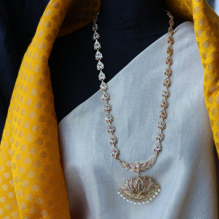 Heritage gold plated ruby white padakam necklace HP899