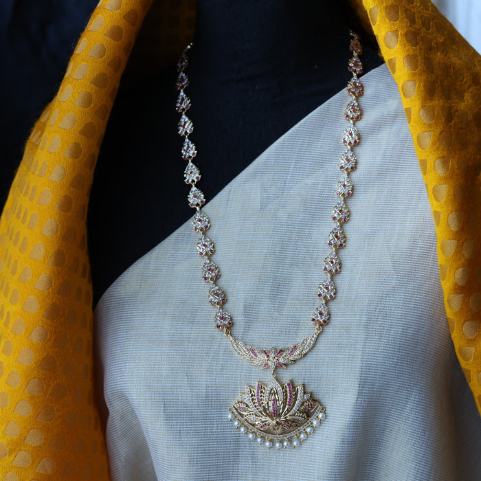 Heritage gold plated ruby white padakam necklace HP899