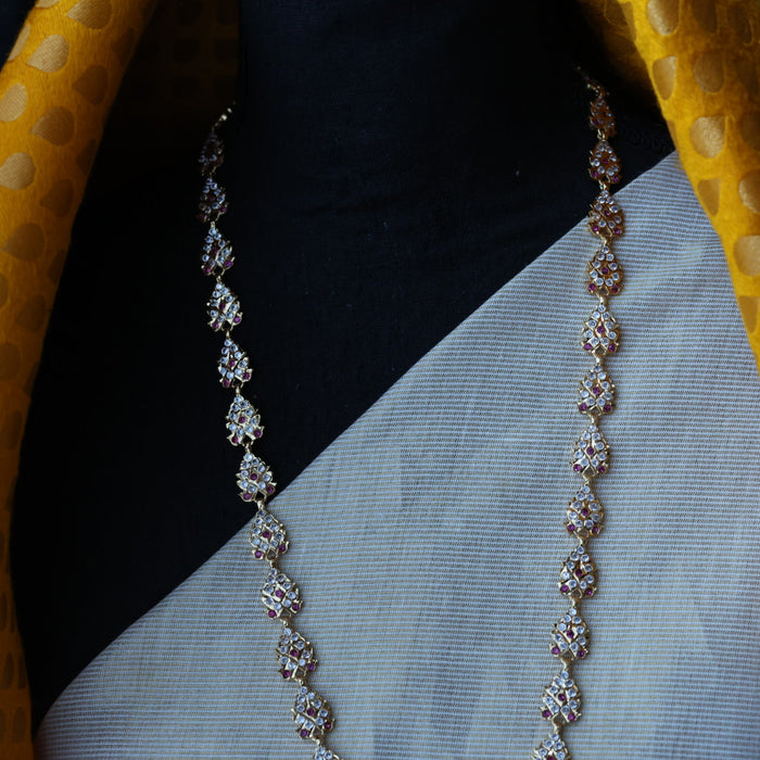 Heritage gold plated ruby white padakam necklace HP899