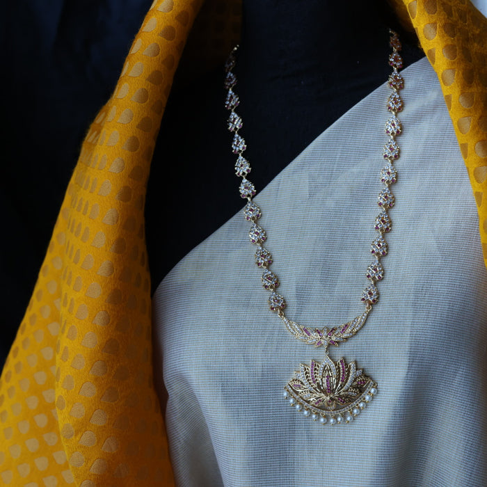 Heritage gold plated ruby white padakam necklace HP899