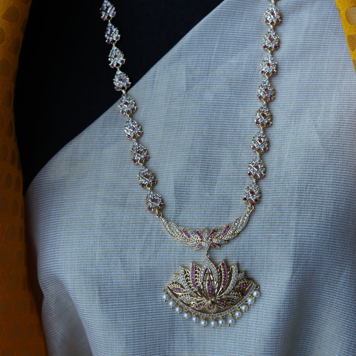 Heritage gold plated ruby white padakam necklace HP899