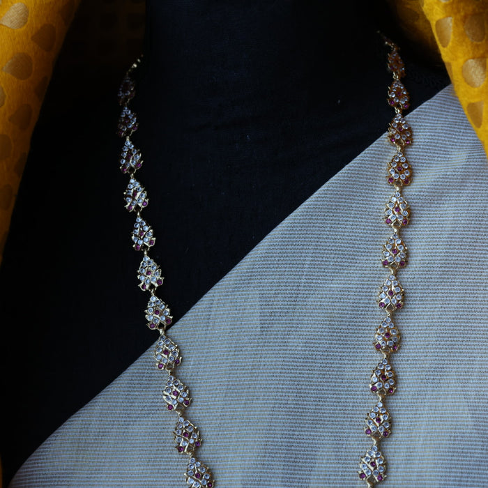 Heritage gold plated ruby white padakam necklace HP899