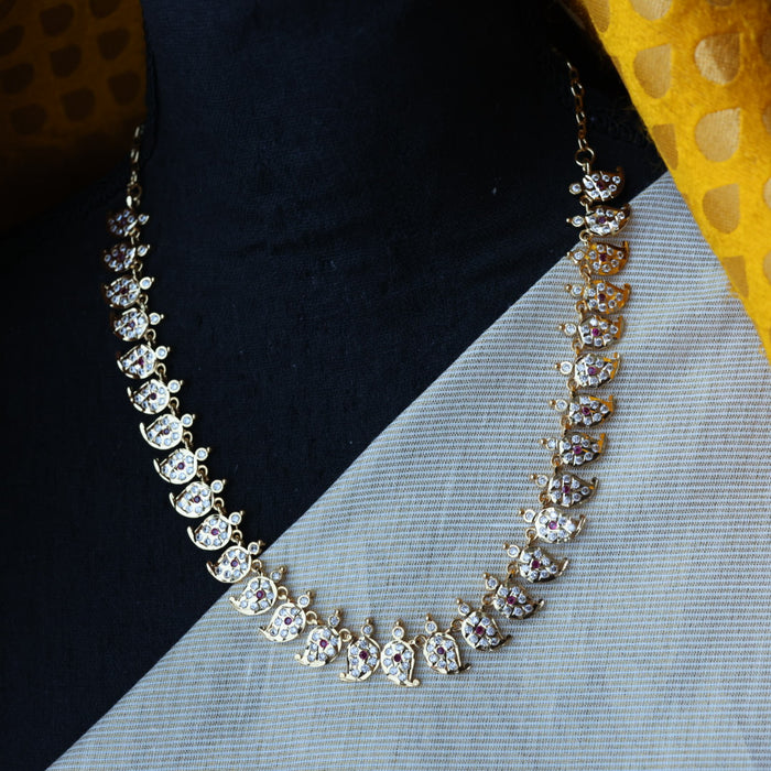 Heritage gold plated ruby white stone mango short necklace H5312