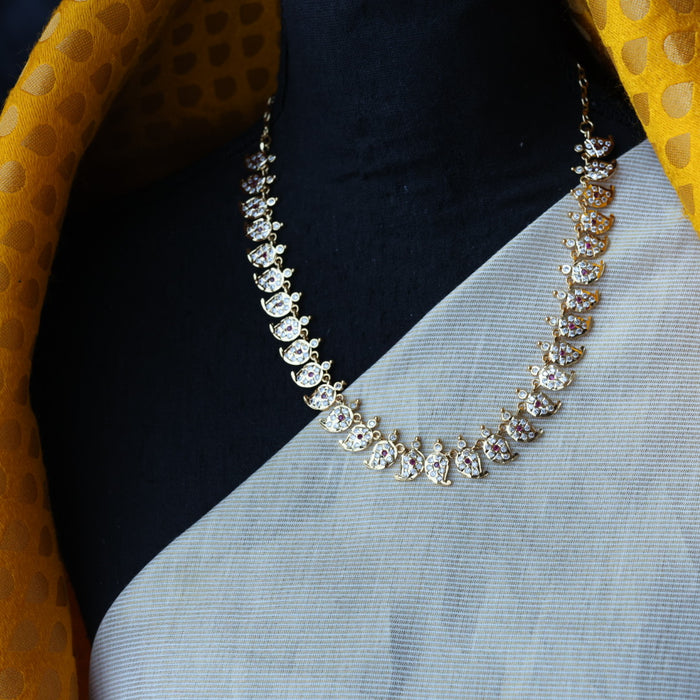 Heritage gold plated ruby white stone mango short necklace H5312