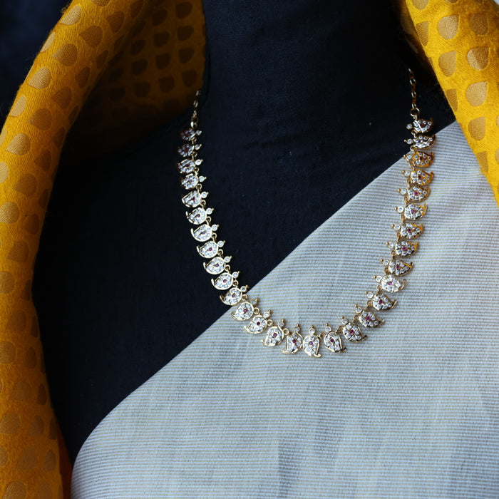 Heritage gold plated ruby white stone mango short necklace H5312