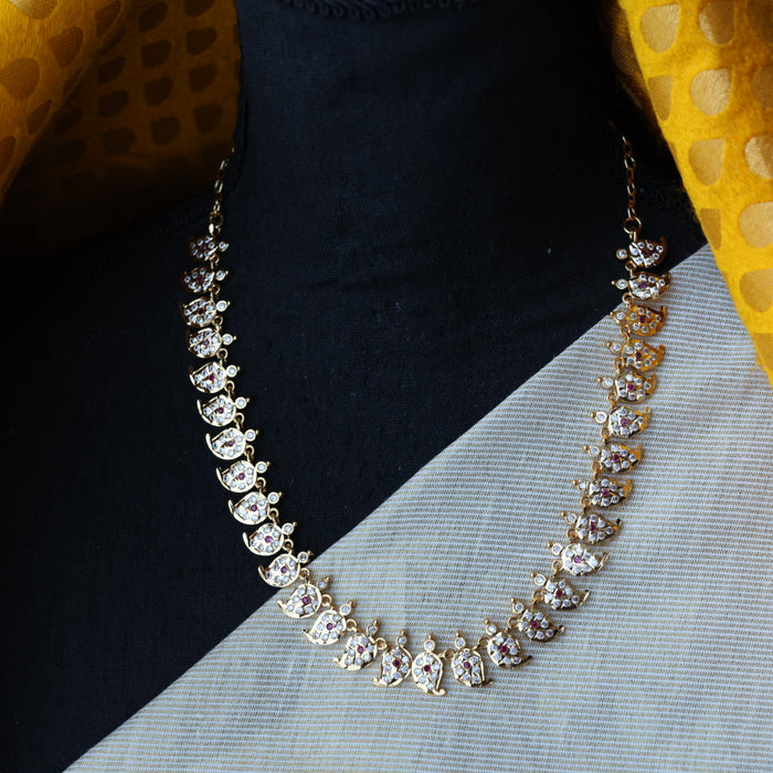 Heritage gold plated ruby white stone mango short necklace H5312