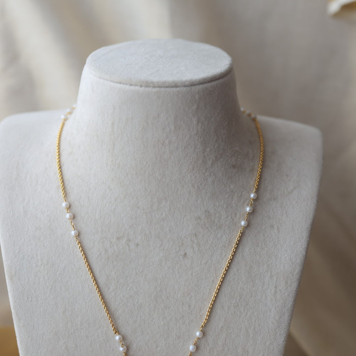 Heritage gold plated ruby white stone padakam necklace HP990