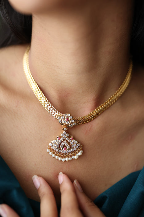Heritage gold plated short necklace H7061