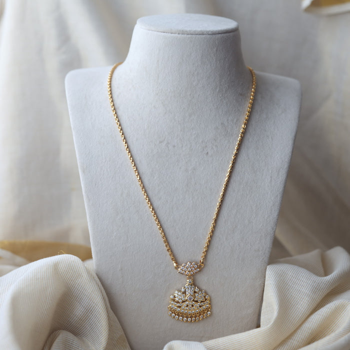 Heritage gold plated white stone padakam necklace HP978