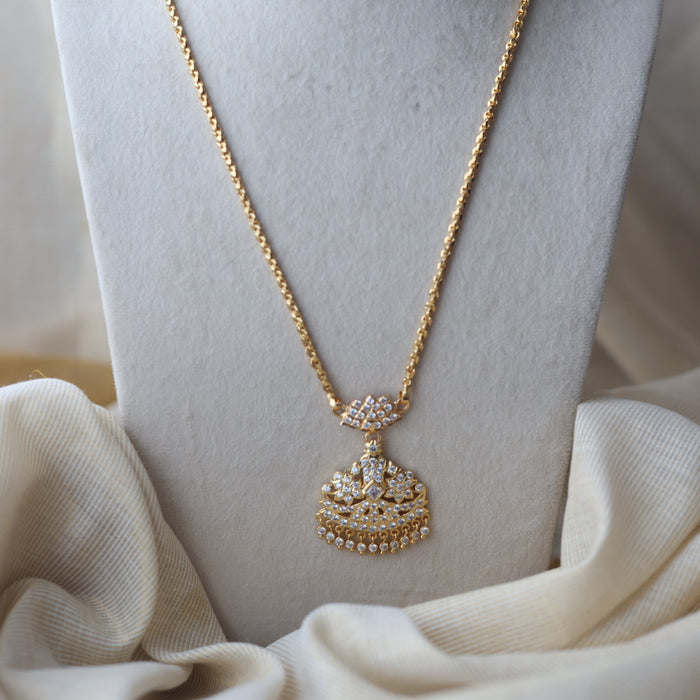 Heritage gold plated white stone padakam necklace HP978