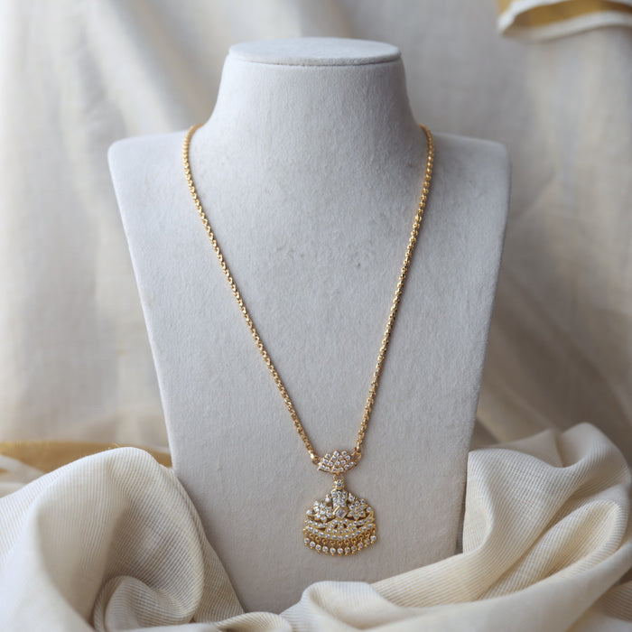Heritage gold plated white stone padakam necklace HP978