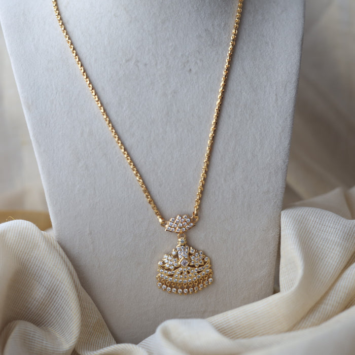 Heritage gold plated white stone padakam necklace HP978