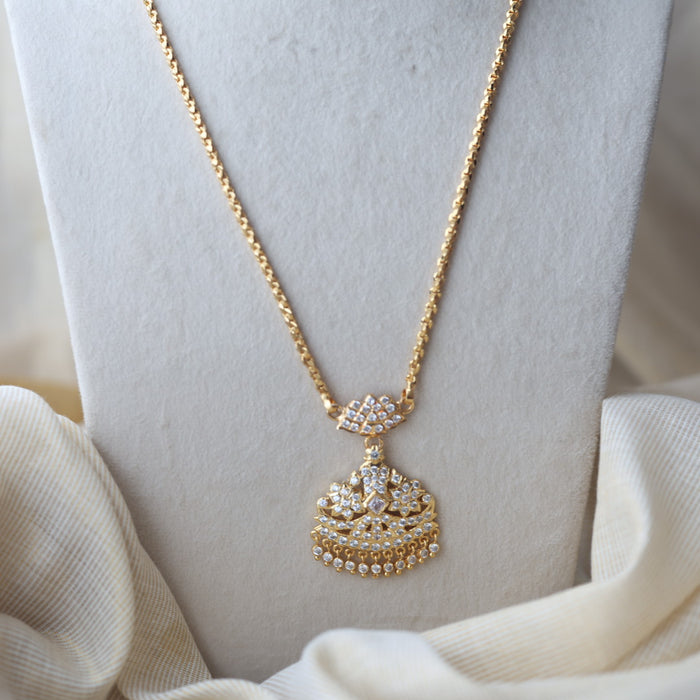 Heritage gold plated white stone padakam necklace HP978