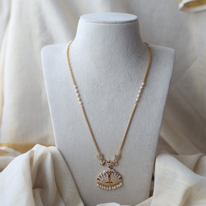 Heritage gold plated ruby white stone padakam necklace HP921