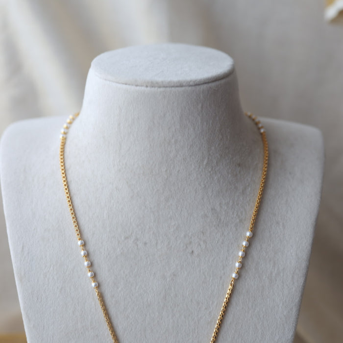 Heritage gold plated ruby white stone padakam necklace HP921