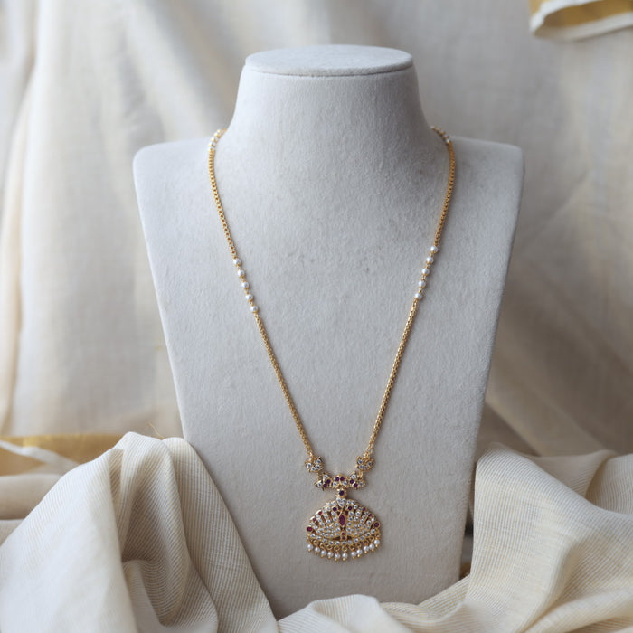 Heritage gold plated ruby white stone padakam necklace HP921