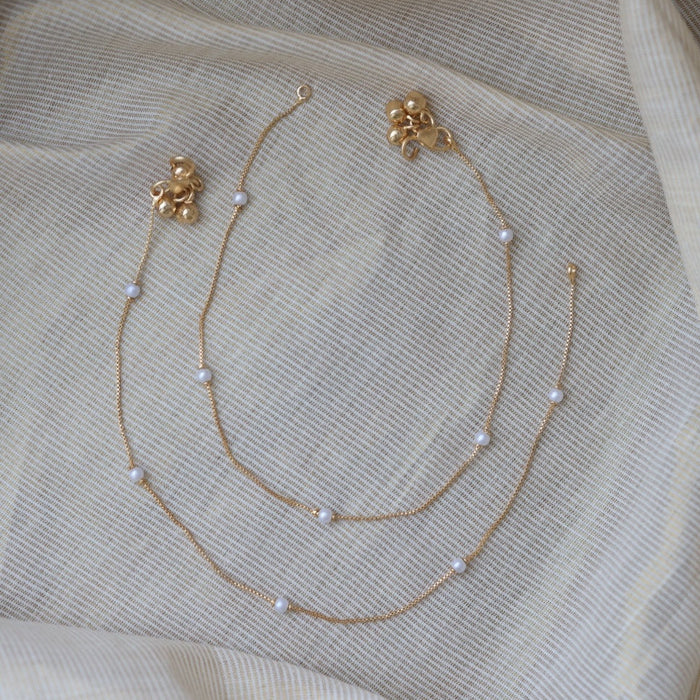 Heritage gold and pearl traditional anklet HAN8833
