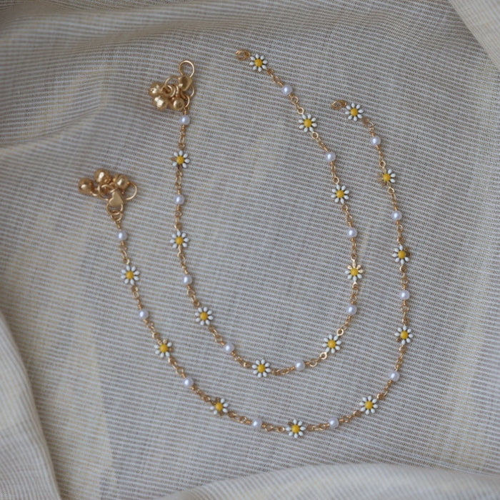Heritage gold and pearl traditional anklet HAN3011