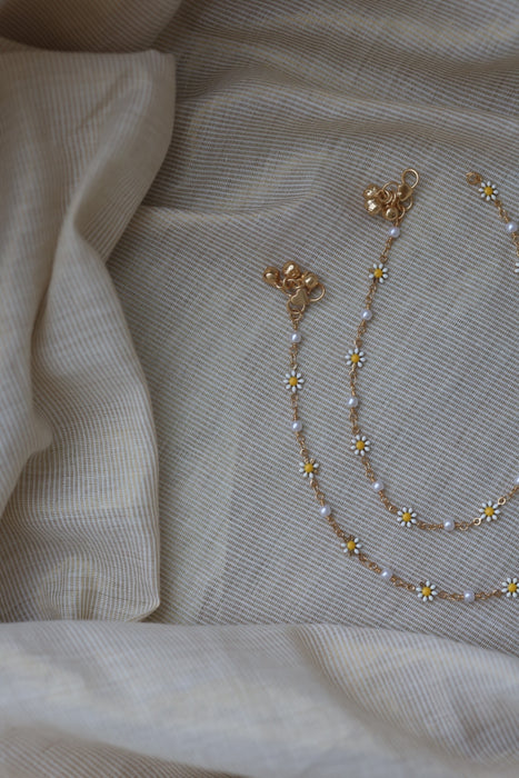 Heritage gold and pearl traditional anklet HAN3011