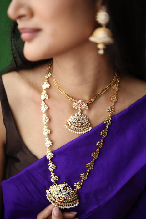 Heritage gold plated padakam necklace set with earrings HP6916