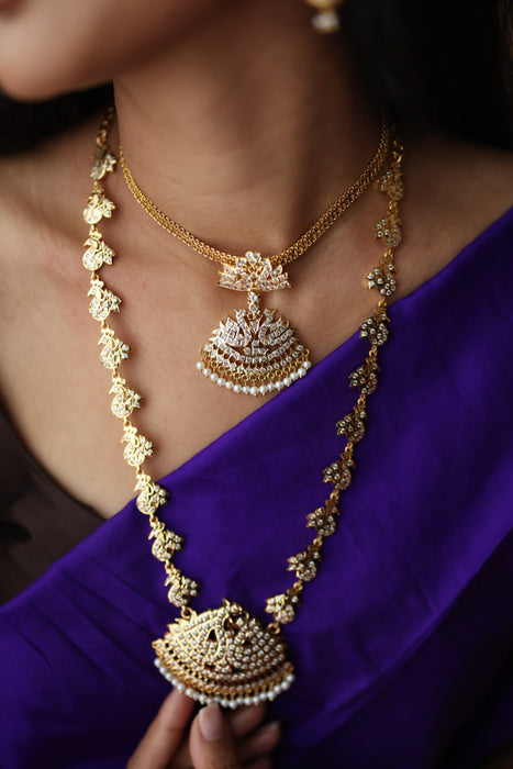 Heritage gold plated padakam necklace set with earrings HP6916